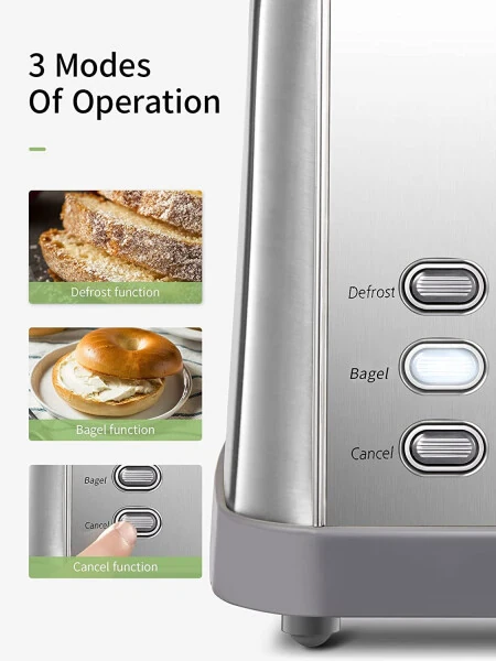 Yabano Toaster 4 Bo'lakli, Qo'shimcha Keng Uyasi, Zanglamaydigan Po'latdan Yuqori Ko'tarish Dastagi Bilan - 5