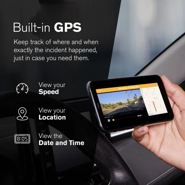 Yada 4K Roadcam Pro GPS с приложением, 150-градусным широкоугольным объективом, 3-дюймовым ЖК-экраном, разрешением UHD, высоким динамическим диапазоном для дневной/ночной съемки. Технология G-сенсора с режимом парковки и записи - 4