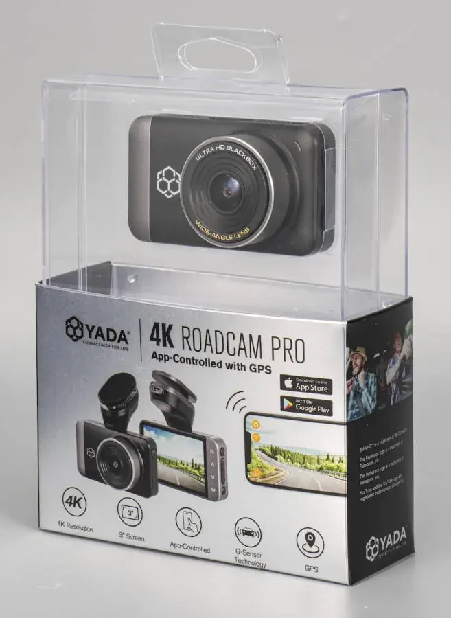 Yada 4K Roadcam Pro GPS с приложением, 150-градусным широкоугольным объективом, 3-дюймовым ЖК-экраном, разрешением UHD, высоким динамическим диапазоном для дневной/ночной съемки. Технология G-сенсора с режимом парковки и записи - 15
