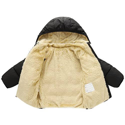 YAGATA Toddler Winter Coat Thicken Toddler Fleece Jacket Warm Bear Ears Removable Hoodie Toddler Winter Jacket - 3