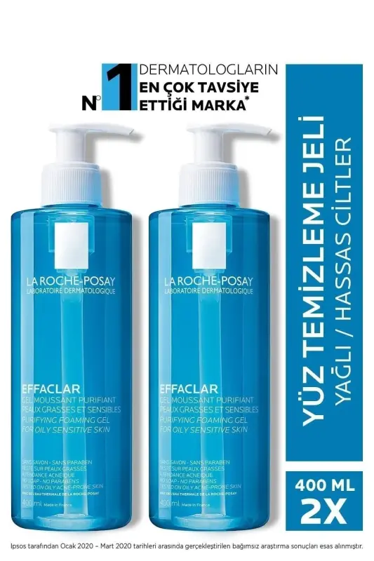 Yağlı Akneye Eğilim Gösteren Ciltlere Effaclar Temizleme Jeli 2 X 400 ML,,Set,, - 1