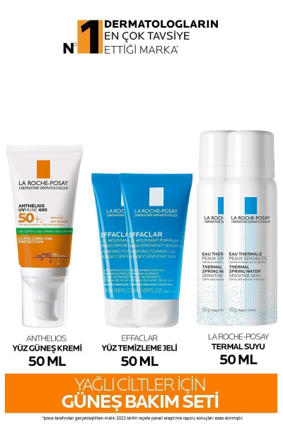 Yağlı Ciltler İçin Cilt Bakım Seti: Anthelios Yüz Güneş Kremi&Effaclar Yüz Yıkama Jelx2& Termal Sux2 - LA ROCHE POSAY