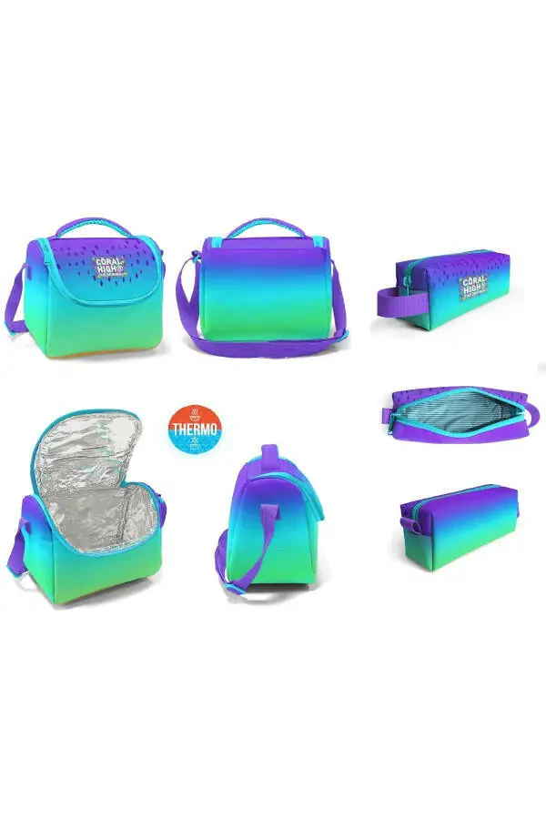 Yağmur Desenli 3'lü Okul Sırt Çantası-morturkuazgeçişli - 7