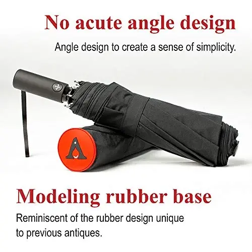 Portobello Large Umbrella For Rain - Big 54 Inch Double Vented Canopy, Folds Into Travel Size, Big Enough To Fit In 2 Adults, Heavy Duty, Sturdy, Windproof W/Auto Open Close - 6