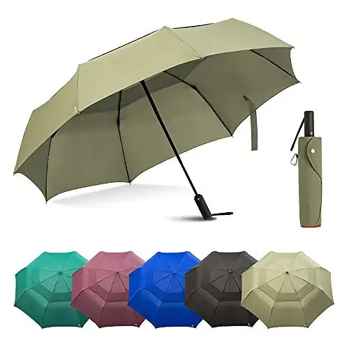 Portobello Large Umbrella For Rain - Big 54 Inch Double Vented Canopy, Folds Into Travel Size, Big Enough To Fit In 2 Adults, Heavy Duty, Sturdy, Windproof W/Auto Open Close - 1