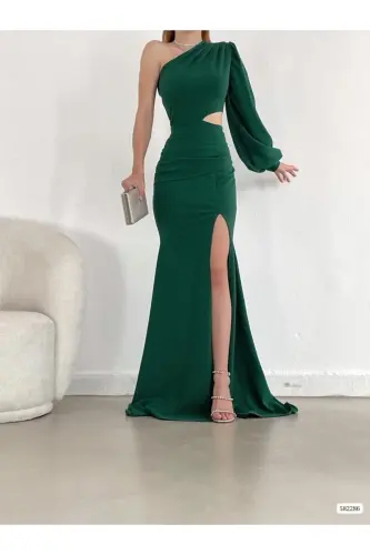 Yagona yengli kechki ko'ylak abiye 749-Yashil - 3