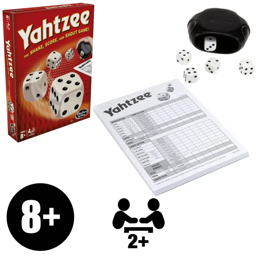 YAHTZEE Classic, Game for Kids Ages 8+, for 2+ Players, Includes Shaker and Dice - 8