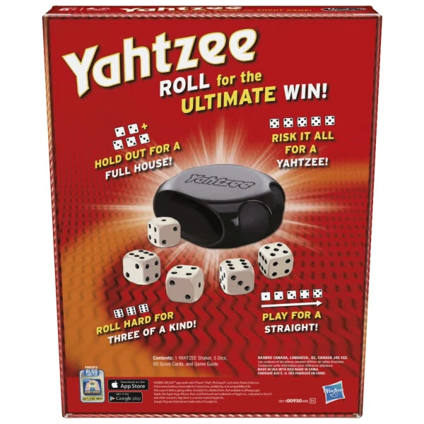 YAHTZEE Classic, Game for Kids Ages 8+, for 2+ Players, Includes Shaker and Dice - 10