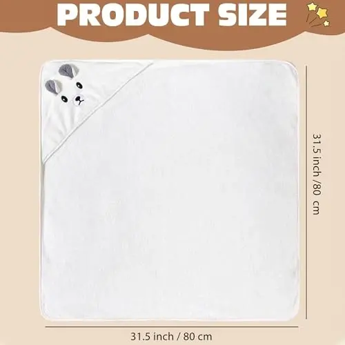 Yaiseiko 6 PCS Animal Hooded Baby Bath Towel Set Baby Hooded Bath Towels Soft and Ultra Absorbent Toddler Towels for Babies,Toddler,Infant,Kids,Newborn Essential(31.5 X 31.5 Inch) - 3