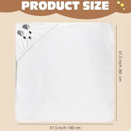 Yaiseiko 6 PCS Hayvon Kapüşonlu Chaqaloq Hammom Sochig'i To'plami Chaqaloq Kapüşonlu Hammom Sochiqlari Yumshoq va Ultra Yutuvchi Go'dak Sochiqlari Chaqaloqlar, Go'daklar, Kichkintoylar, Bolalar, Yangi Tug'ilganlar uchun zarur (31,5 X 31,5 dyuym) - 3