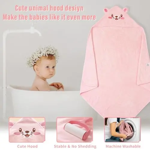 Yaiseiko Baby Hooded Bath Towels,6 Pack Baby Bath Towel Set,Soft and Absorbent Toddler Towels with Hood for Babies,Toddler,Infant,Kids,Newborn Essential(31.5 X 31.5 Inch) - Yaiseiko (1)