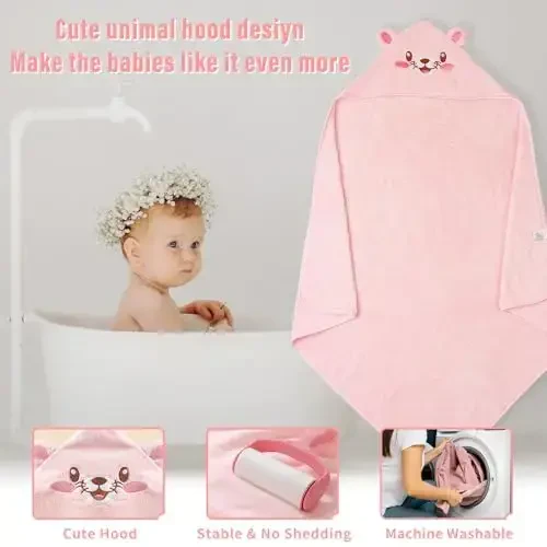 Yaiseiko Baby Hooded Bath Towels,6 Pack Baby Bath Towel Set,Soft and Absorbent Toddler Towels with Hood for Babies,Toddler,Infant,Kids,Newborn Essential(31.5 X 31.5 Inch) - 2