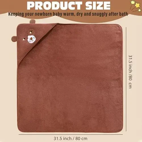 Yaiseiko Baby Hooded Bath Towels,6 Pack Baby Bath Towel Set,Soft and Absorbent Toddler Towels with Hood for Babies,Toddler,Infant,Kids,Newborn Essential(31.5 X 31.5 Inch) - 3