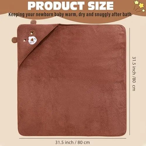 Yaiseiko Baby Hooded Bath Towels,6 Pack Baby Bath Towel Set,Soft and Absorbent Toddler Towels with Hood for Babies,Toddler,Infant,Kids,Newborn Essential(31.5 X 31.5 Inch) - 3