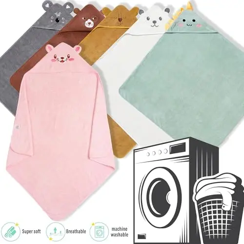 Yaiseiko Baby Hooded Bath Towels,6 Pack Baby Bath Towel Set,Soft and Absorbent Toddler Towels with Hood for Babies,Toddler,Infant,Kids,Newborn Essential(31.5 X 31.5 Inch) - 7