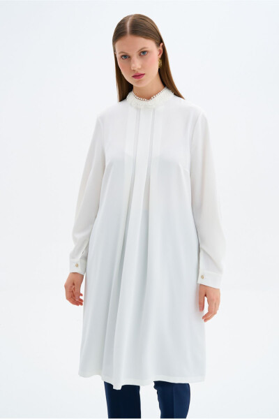 Yaka Dantel Detaylı Tunik - Ekru - AKER (1)