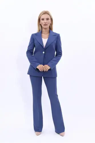 Yaka Klassik Ko'ylagi & Ispan Paça Shimim Takimi - indigo - 5