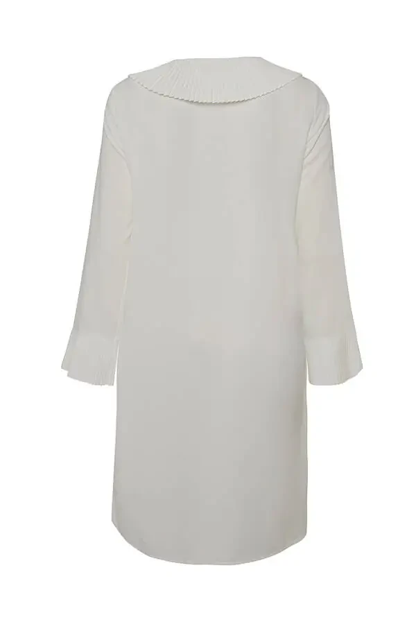 Yaka va manşetlari pliseli ko'ylak - 3