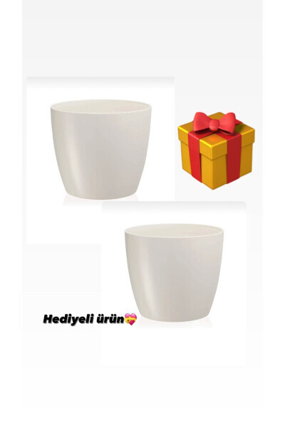 Yakut Pot 7.4 lt Cracked White (2 PCS) Flower Pot - SERİNOVA