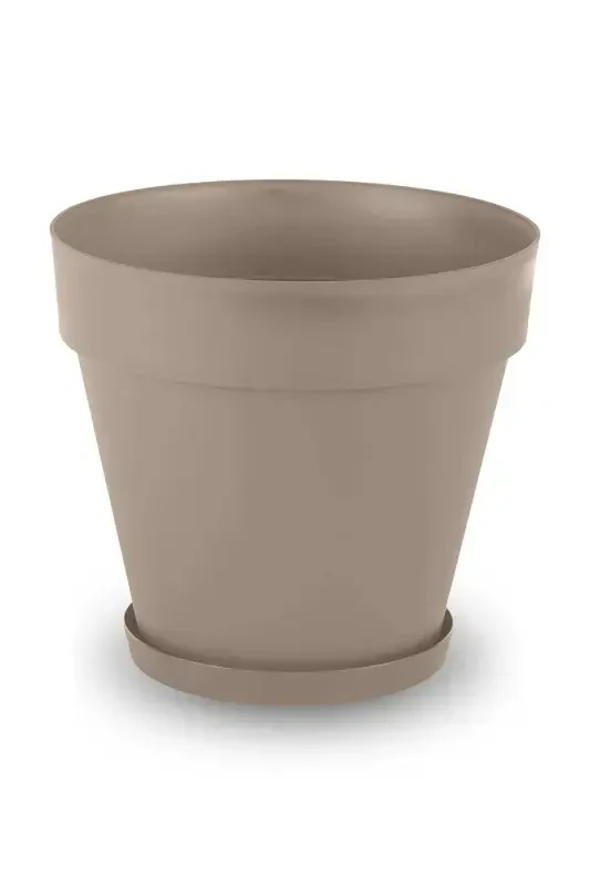 Yalı Pot 10 Liter No5 Latte Coffee 28cm Saucered Drained Grid Matte Plastic Flower Pot-10L COFFEE - 2