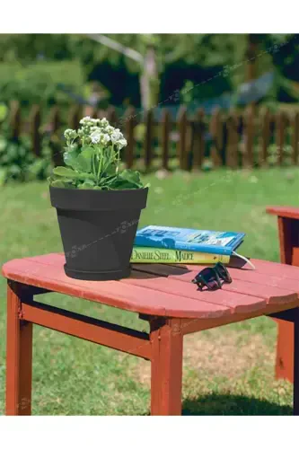 Yalı Saksı 6 Litre No4 Mocha Kahve 24cm Tabaklı Drenajlı Izgaralı Mat Plastik Çiçek Saksısı-6L KAHVE - 6