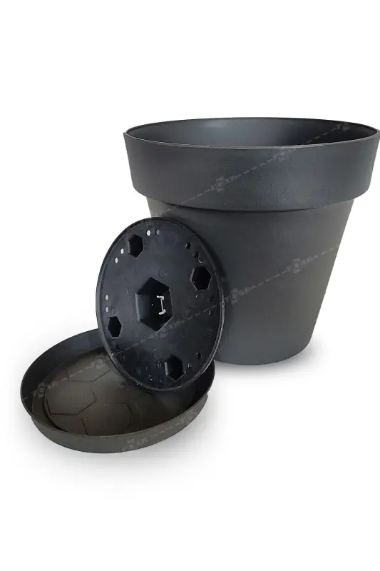 Yali Saxi 10 Litr No5 Latte Qahva 28cm Tabaqli Drenajli Izgarali Mat Plastik Gul Saxi-10L QAHVA - 4