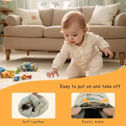 YALION Baby Boys Girls Moccasins Slippers, Soft Sole Baby Leather Shoes, Anti-Slip Baby Walking Crib Shoes for Infant Toddler Prewalker - 4