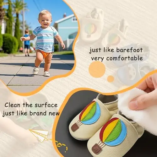 YALION Baby Soft Leather Shoes Suede Sole Infant Toddler First Walking Sports Crib Moccasins - 4