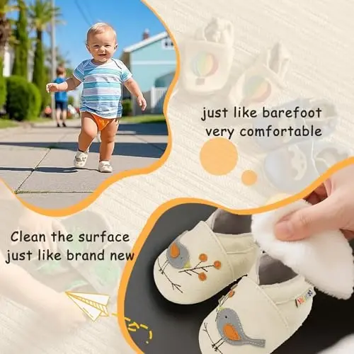 YALION Baby Soft Leather Shoes Suede Sole Infant Toddler First Walking Sports Crib Moccasins - 4
