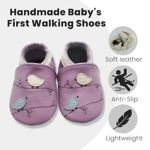 YALION Baby Soft Leather Shoes Suede Sole Infant Toddler First Walking Sports Crib Moccasins - 3