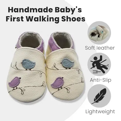 YALION Baby Boys Girls Moccasins Slippers, Soft Sole Baby Leather Shoes, Anti-Slip Baby Walking Crib Shoes for Infant Toddler Prewalker - 3