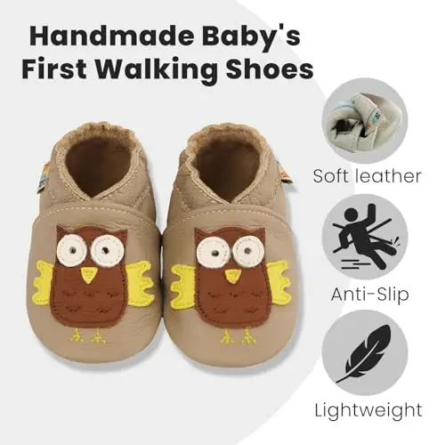 YALION Baby Soft Leather Shoes Suede Sole Infant Toddler First Walking Sports Crib Moccasins - YALION (1)