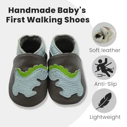 YALION Baby Soft Leather Shoes Suede Sole Infant Toddler First Walking Sports Crib Moccasins - YALION (1)