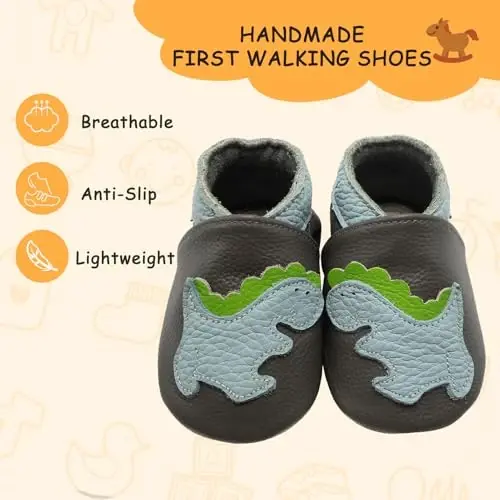YALION Baby Soft Leather Shoes Suede Sole Infant Toddler First Walking Sports Crib Moccasins - 2