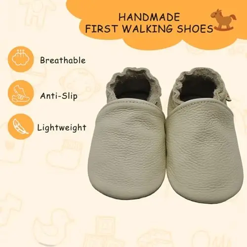 YALION Soft Leather Baby Shoes Moccasins Slip-on Boys Girls Slippers with Elastic Ankle, Anti-Slip First Walking Crib Shoes for Infant Toddlers - 2
