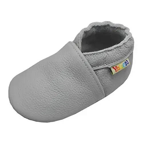 YALION Soft Leather Baby Shoes Moccasins Slip-on Boys Girls Slippers with Elastic Ankle, Anti-Slip First Walking Crib Shoes for Infant Toddlers - 1