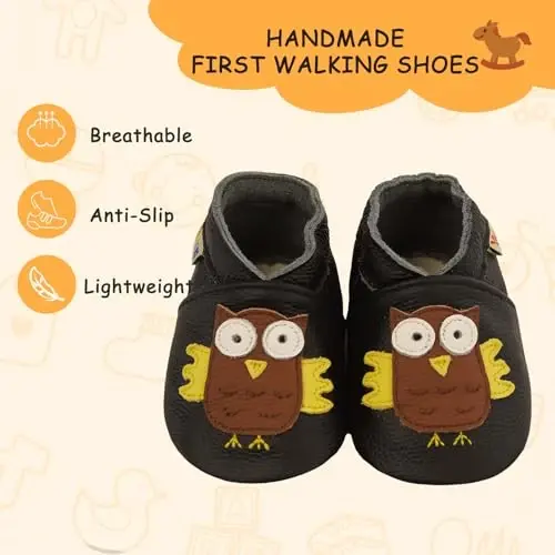 YALION Soft Sole Baby Leather Shoes Moccasins Anti-Slip First Walker Crib Shoes for Toddler Infant Boys Girls - 2