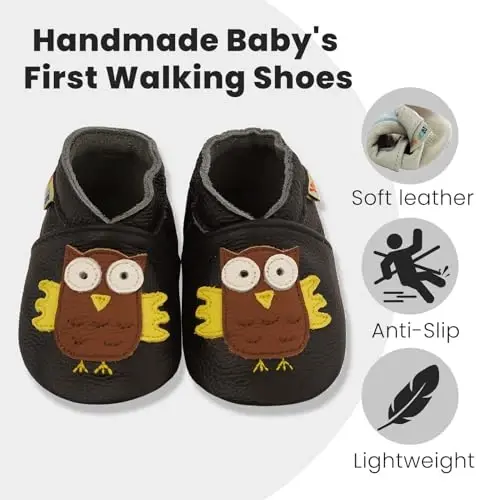 YALION Soft Sole Baby Leather Shoes Moccasins Anti-Slip First Walker Crib Shoes for Toddler Infant Boys Girls - YALION (1)