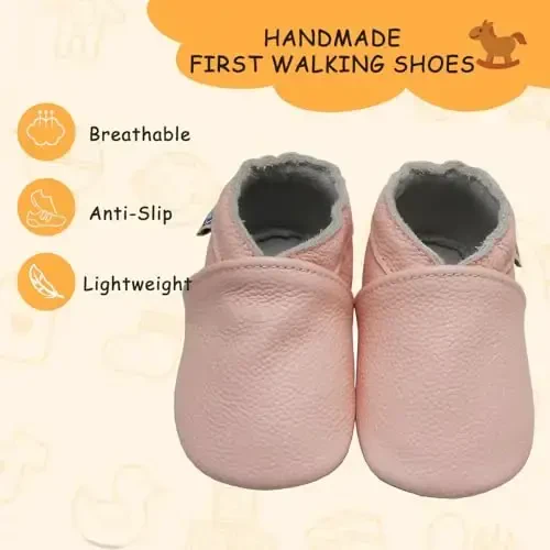 YALION Soft Leather Baby Shoes Moccasins Slip-on Boys Girls Slippers with Elastic Ankle, Anti-Slip First Walking Crib Shoes for Infant Toddlers - MODAZONE (1)