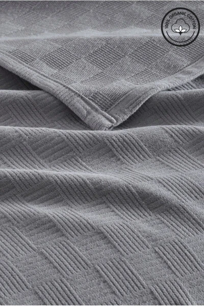 Yallig'iz Yotoq To'shagi 100% Paxta Kichik Katak Naqshli Mehmonxona Tipli Hashamatli Yotoq To'shagi Oq - 5