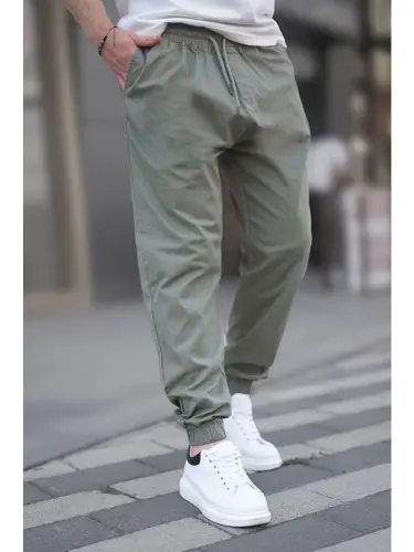 Yalpiz yashil rangli erkin uslubdagi jogger shim 6853-Yashil 