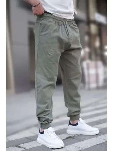 Yalpiz yashil rangli erkin uslubdagi jogger shim 6853-Yashil - 3