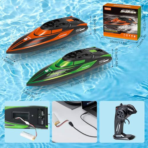 Yamaester RC Boat for Kids Remote Control Boats 2 Pack Toys Waterproof with Rechargable Battery Boat for Pools Lakes Play Gifts Boys Girls Adults - 1