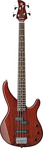 Yamaha TRBX174EW RTB 4-String Electric Bass Guitar with Exotic Wood Top, Root Beer - 1