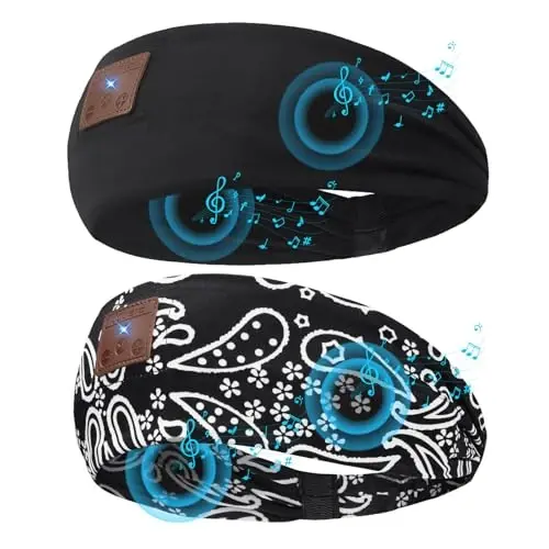 2-Pack Upgraded Wireless Bluetooth Headband for Side Sleepers, Running, Travel, Meditation - 1