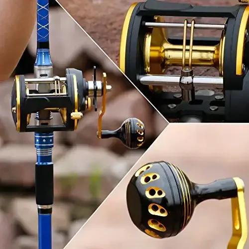 Burning Shark Trolling Reel Saltwater Level Wind Reels, Drag Reels Boat Fishing Ocean Fishing for Sea Bass Grouper Salmon - 6