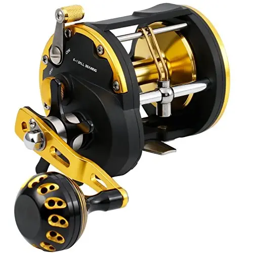 Burning Shark Trolling Reel Saltwater Level Wind Reels, Drag Reels Boat Fishing Ocean Fishing for Sea Bass Grouper Salmon - 1