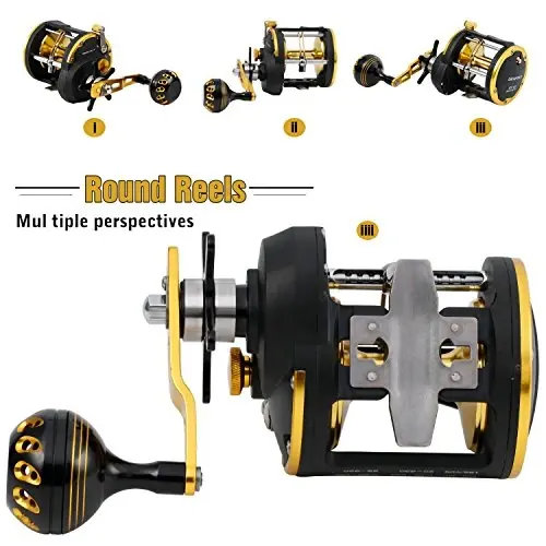 Burning Shark Trolling Reel Saltwater Level Wind Reels, Drag Reels Boat Fishing Ocean Fishing for Sea Bass Grouper Salmon - BURNING SHARK (1)