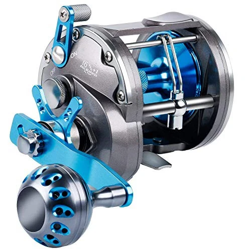 Burning Shark Trolling Reel Saltwater Level Wind Reels, Drag Reels Boat Fishing Ocean Fishing for Sea Bass Grouper Salmon 