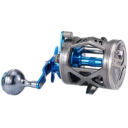 Burning Shark Trolling Reel Saltwater Level Wind Reels, Drag Reels Boat Fishing Ocean Fishing for Sea Bass Grouper Salmon - 2